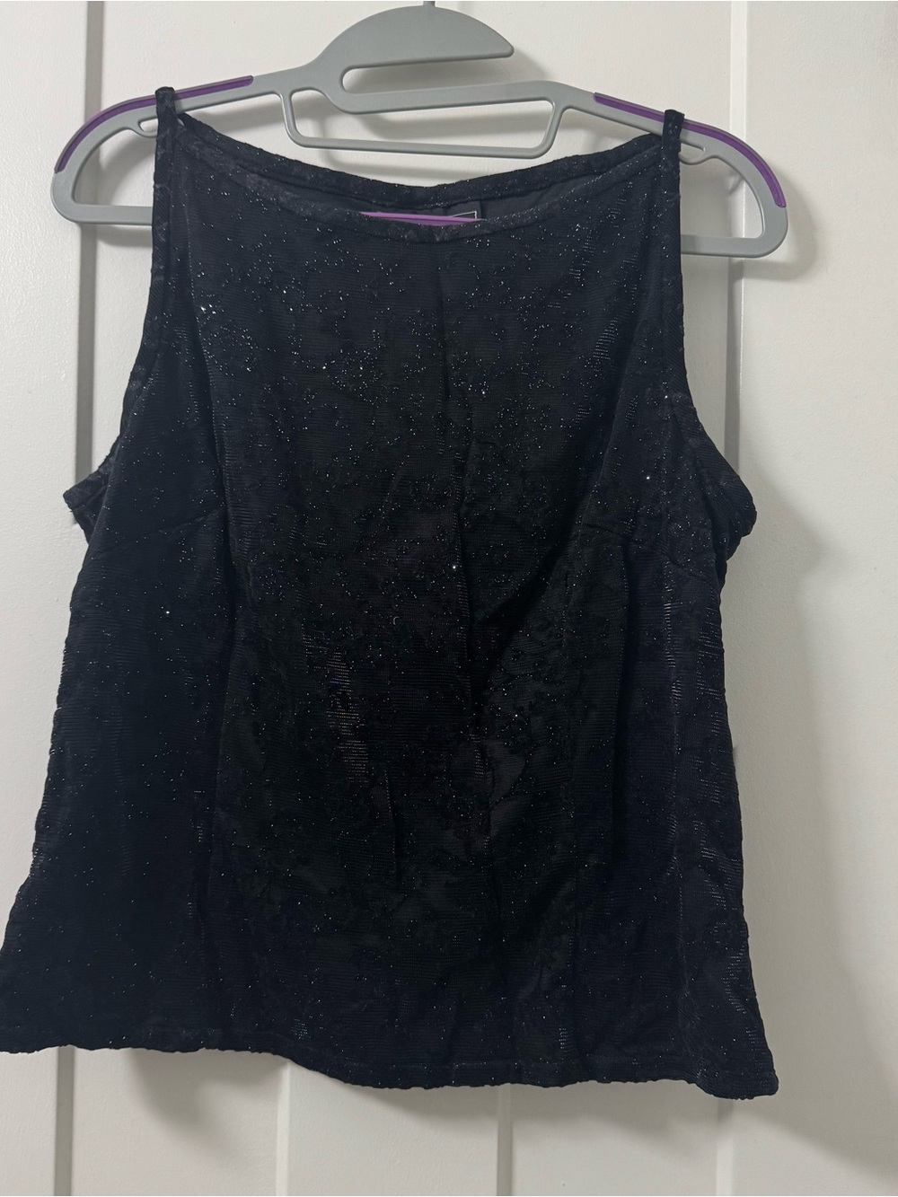 Alex Evenings Women's Dressy Tank Size L Black Metallic Patterned